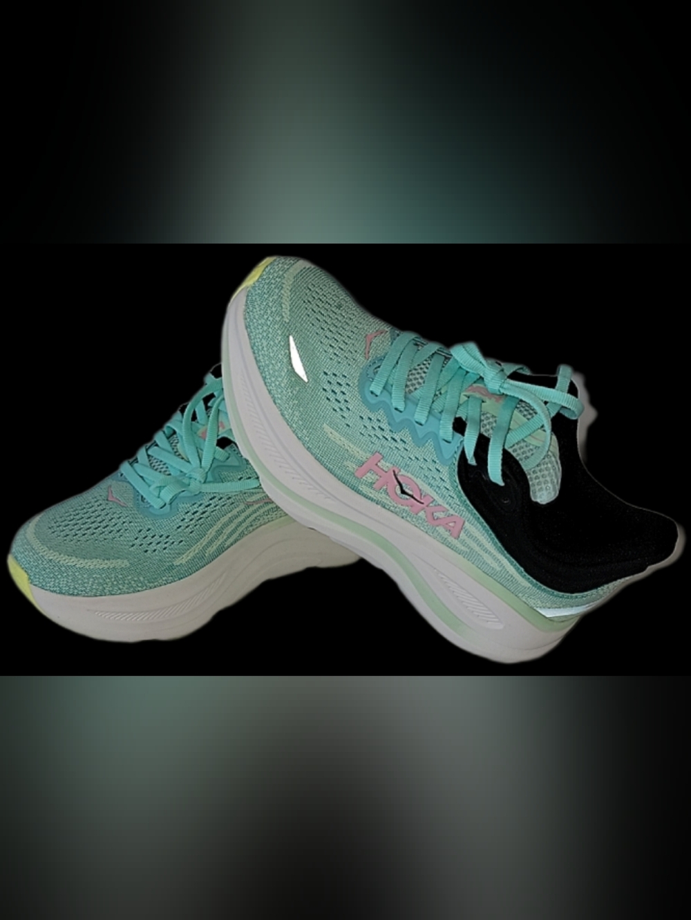 "WIDE" Hoka Bondi 9 Women's Teal and Pink Running Shoes BRAND NEW MULTIPLE SIZES - Picture 1 of 14